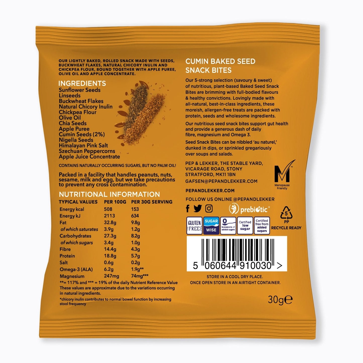 PEP & LEKKER - Cumin Seed Snack 30g
