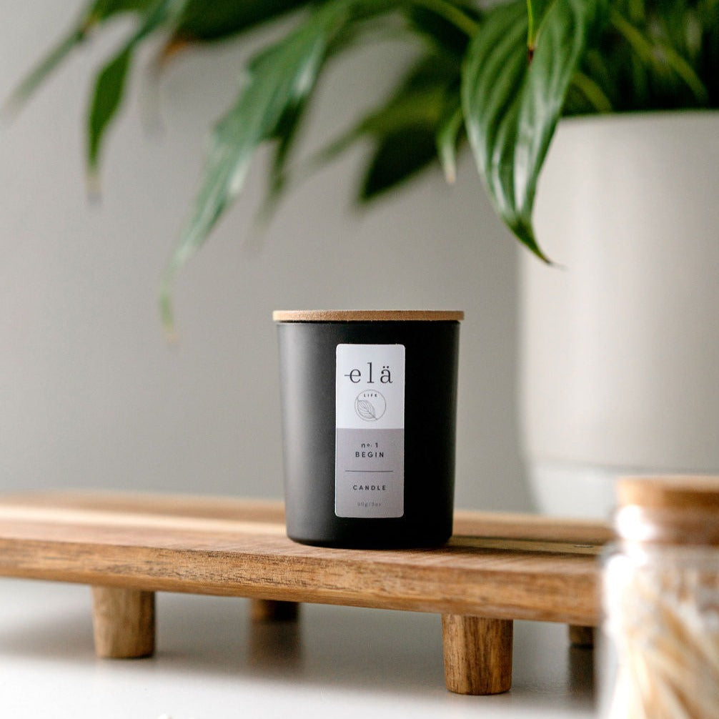
                  
                    Elä Life Begin No 1 Votive Candle handmade in the UK 100%, natural ingredients, 100% natural wax. Blend of Geranium, Dill Seed, Bay and Bergamot 100% Essential Oils
                  
                