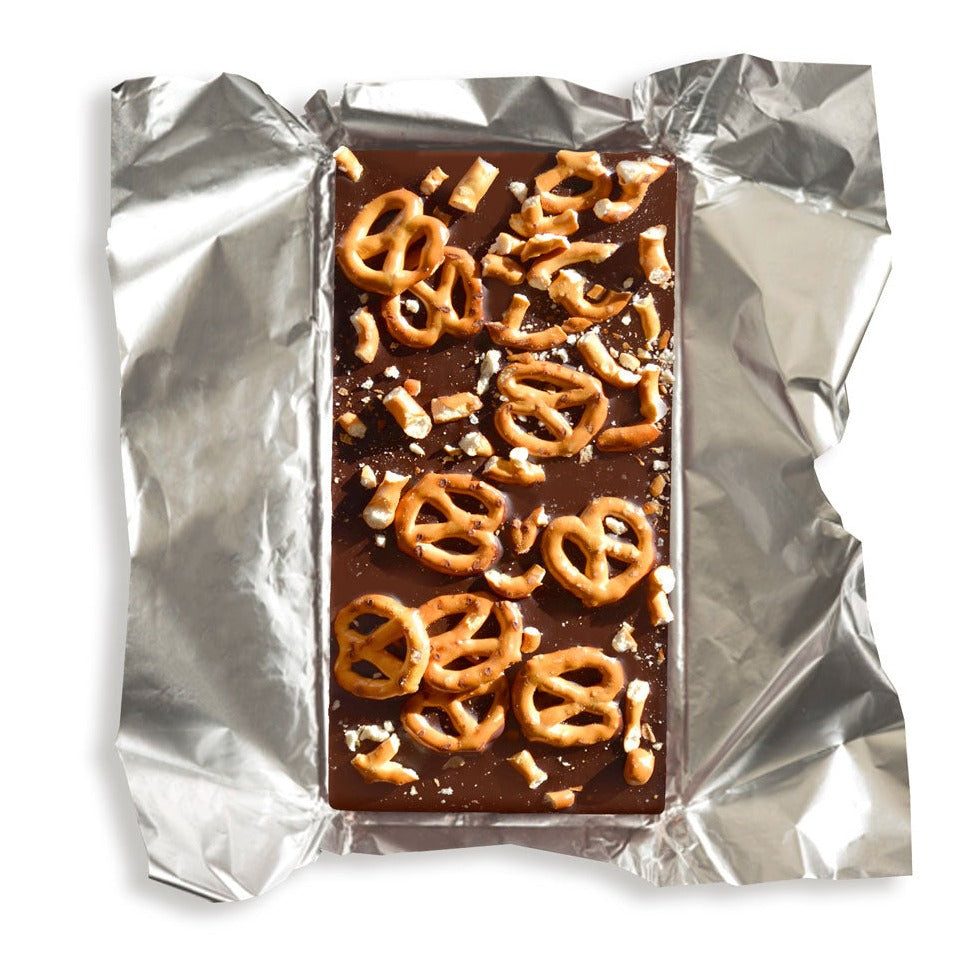 Dirty Cow Salty Susan UK vegan chocolate. Plant based chocolate with salty pretzel pieces