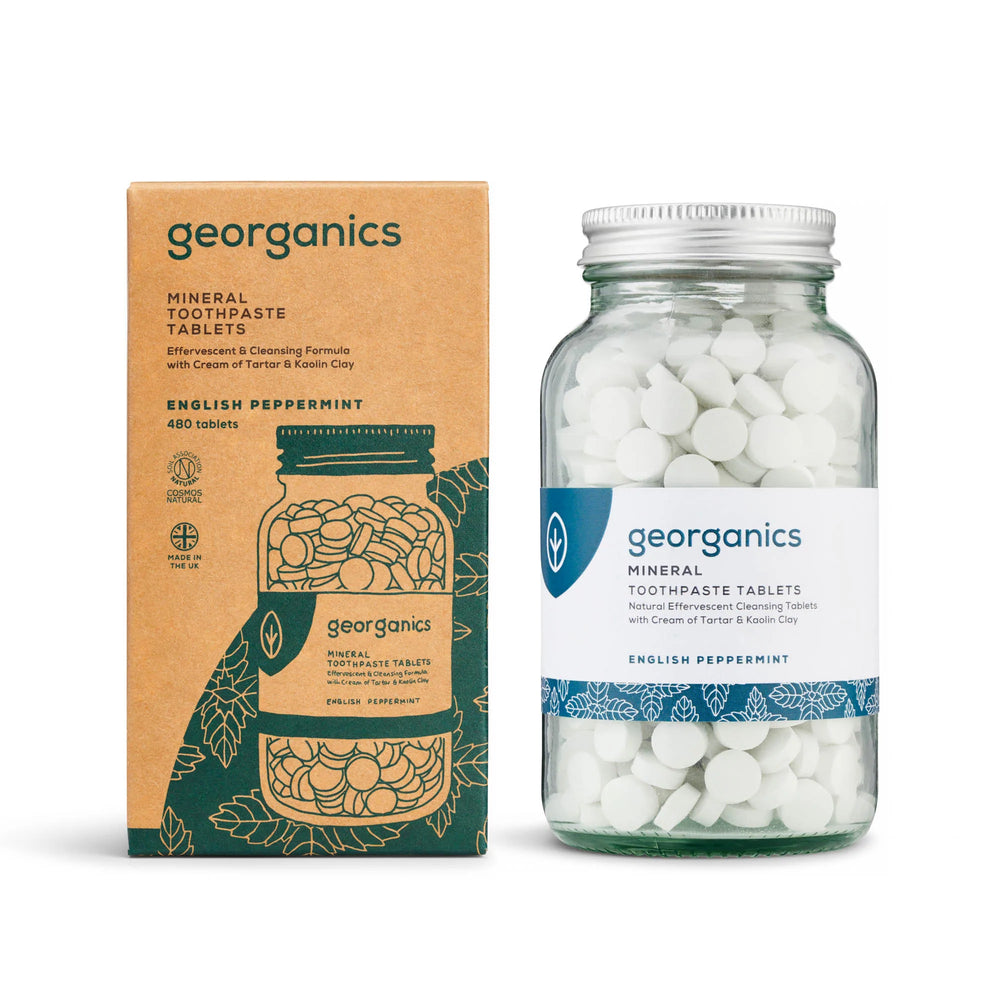 
                  
                    Georganics toothpaste tablets are a sustainable alternative to conventional toothpaste as they are made without liquids. Flavoured with organic Peppermint oil
                  
                