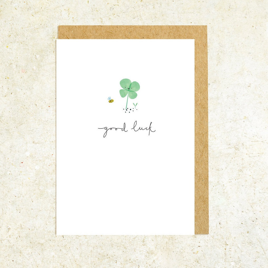 Shrew & Co Good Luck Card. Made in the U.K and printed on 100% recycled paper