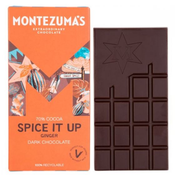 
                  
                    Montezumas Spice It Up Ginger Dark Chocolate Bar. Rich dark vegan chocolate
                  
                