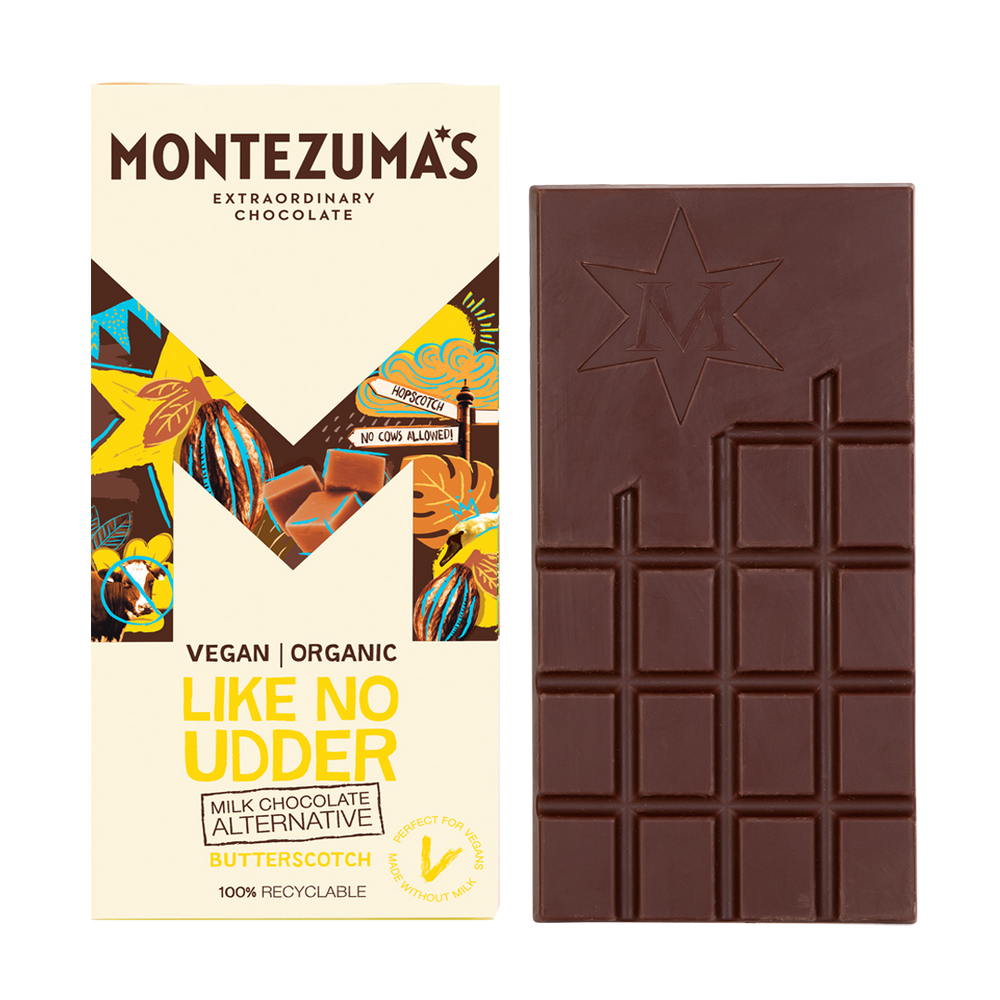 
                  
                    Montezumas Like No Udder Butterscotch Chocolate Bar is as close to milk chocolate as possible without ever going near a cow! 
                  
                