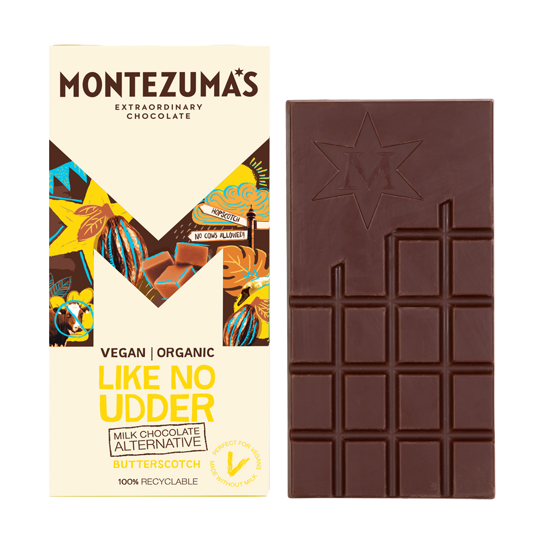 
                  
                    Montezumas Like No Udder Butterscotch Chocolate Bar is as close to milk chocolate as possible without ever going near a cow! 
                  
                