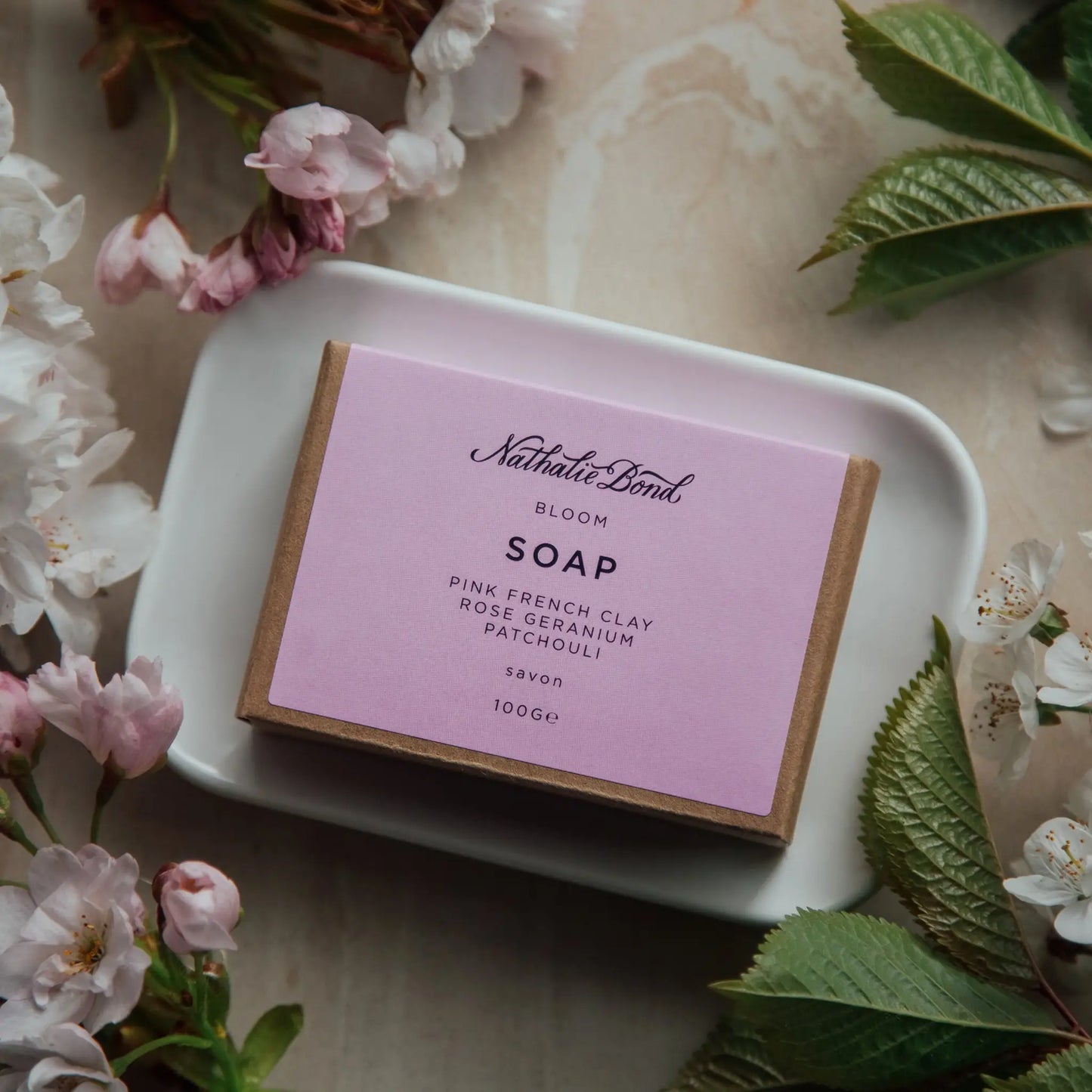 Nathalie Bond Bloom Soap Bar. A nourishing soap bar packed with gentle organic vegan ingredients