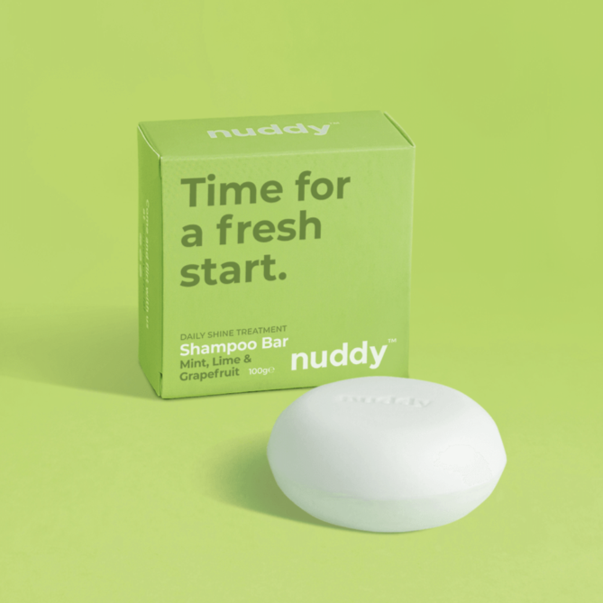 
                  
                    Nuddy Daily Shine Treatment Shampoo Bar with Mint, Lime & Grapefruit. Nuddy shampoo bar perfect for varying hair types
                  
                