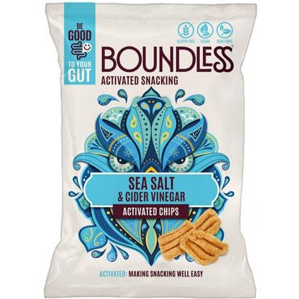 
                  
                    Boundless Sea Salt & Cider Vinegar flavour Activated Chips delicious vegan snack
                  
                