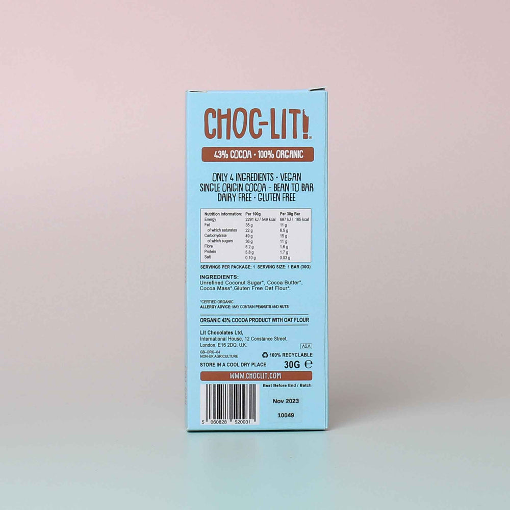 
                  
                    choc lit vegan chocolate oat milk back label
                  
                