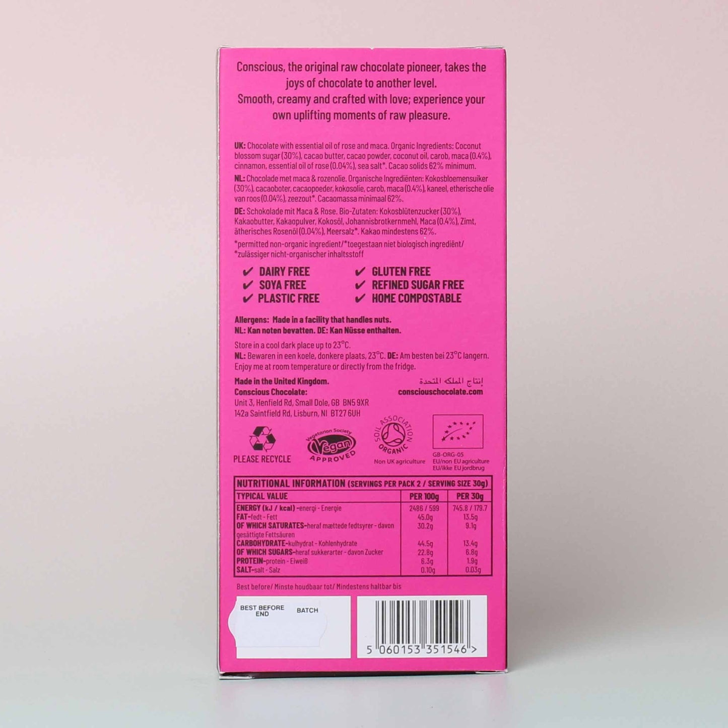 conscious love potion vegan chocolate back