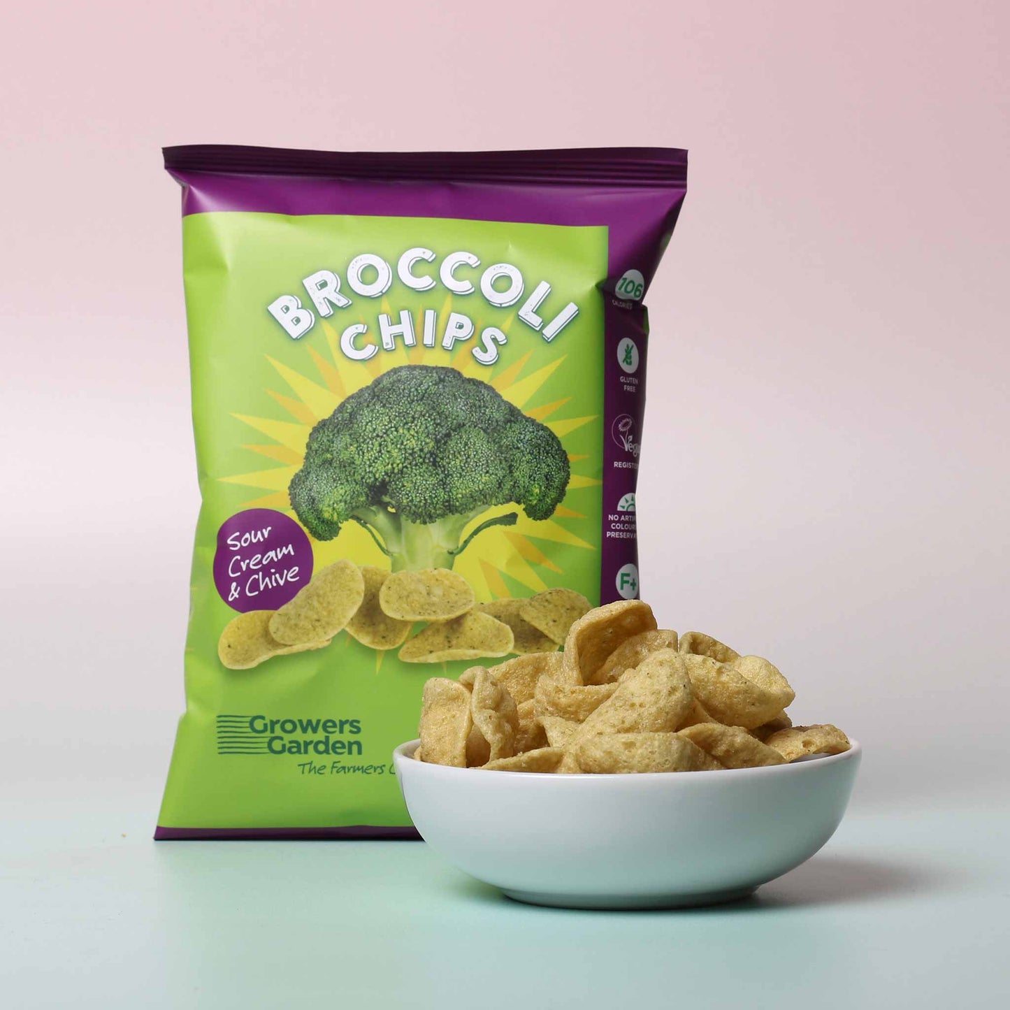 Growers Garden Broccoli Crisps - Sour Cream & Chive Open