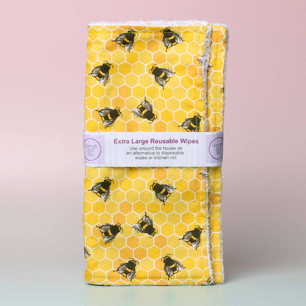 hannah me extra large reusable wipes bees