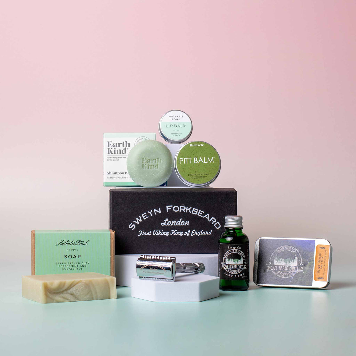 Luxury Mens Grooming Gift Set Eco Friendly Full Size Beard and Body