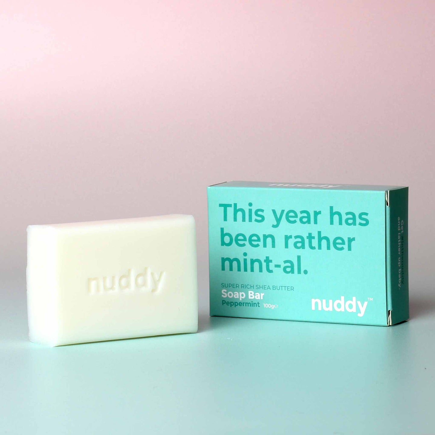 nuddy peppermint moisturising soap bar unboxed