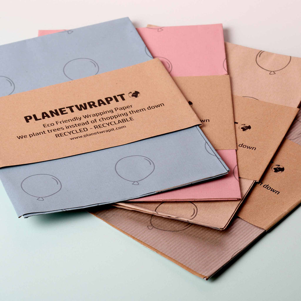 PlanetWrapIt - Balloons - Recycled Kraft Wrapping Paper
