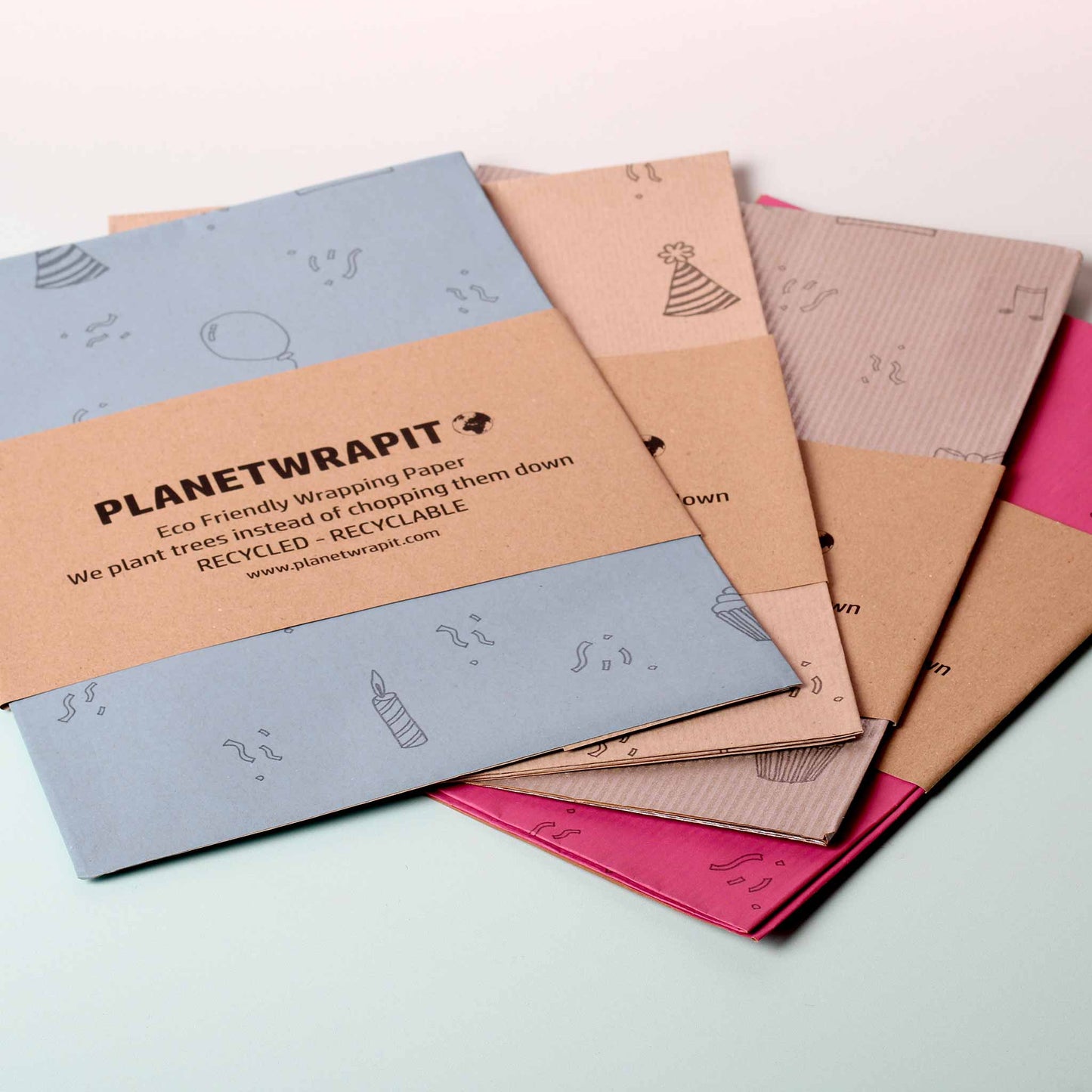 PlanetWrapIt - Party Time, Recycled Kraft Wrapping Paper