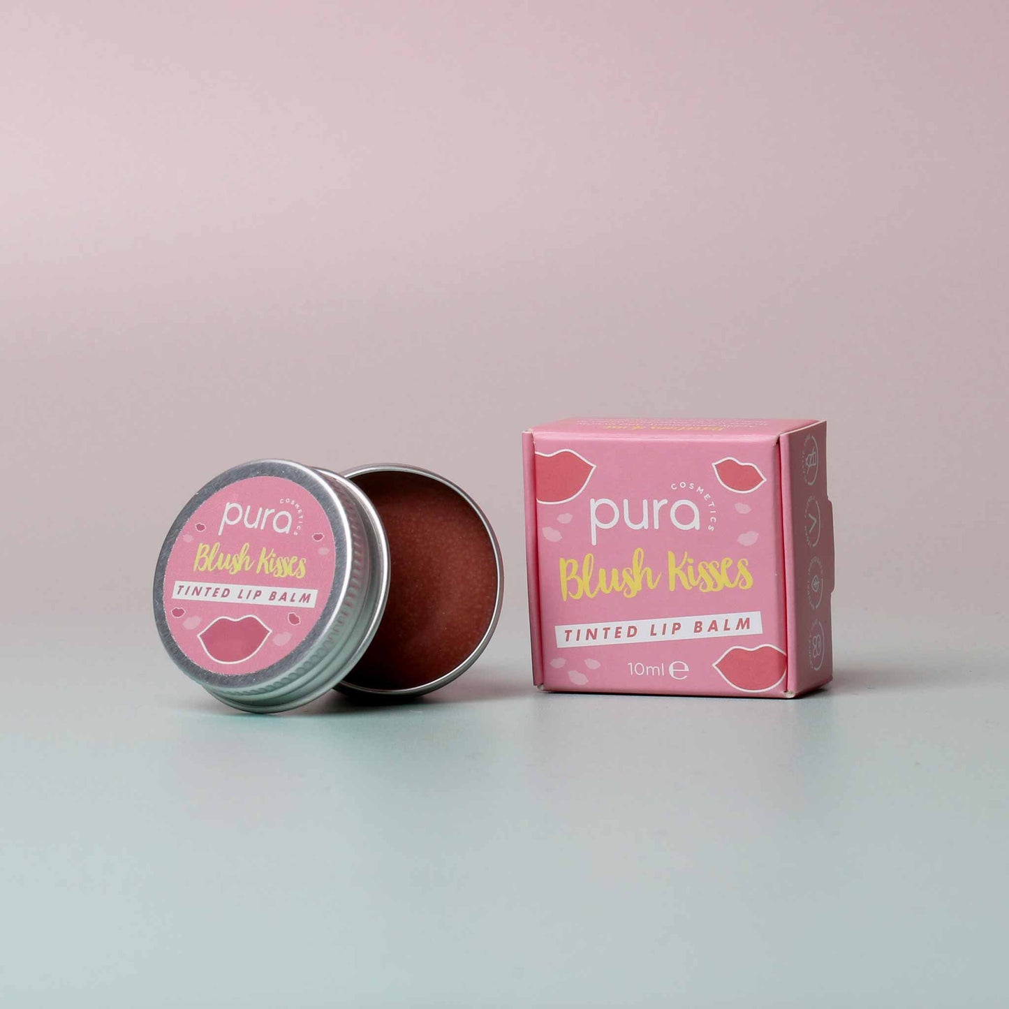 Pura Cosmetics Blush Kisses Tinted Lip Balm. Vegan, cruelty free, plastic free, small batch and UK made.