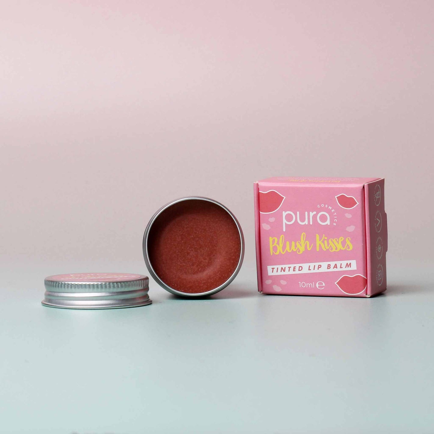 Pura Cosmetics Blush Kisses Tinted Lip Balm. Vegan, cruelty free, plastic free, small batch and UK made.