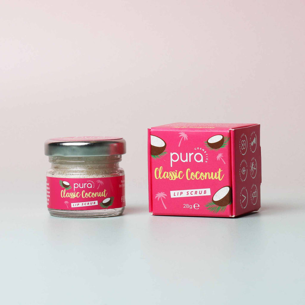 Pura Cosmetics Classic Coconut ultra-smoothing & ultra-gentle Lip Scrub with a creamy, dreamy coconut flavour!