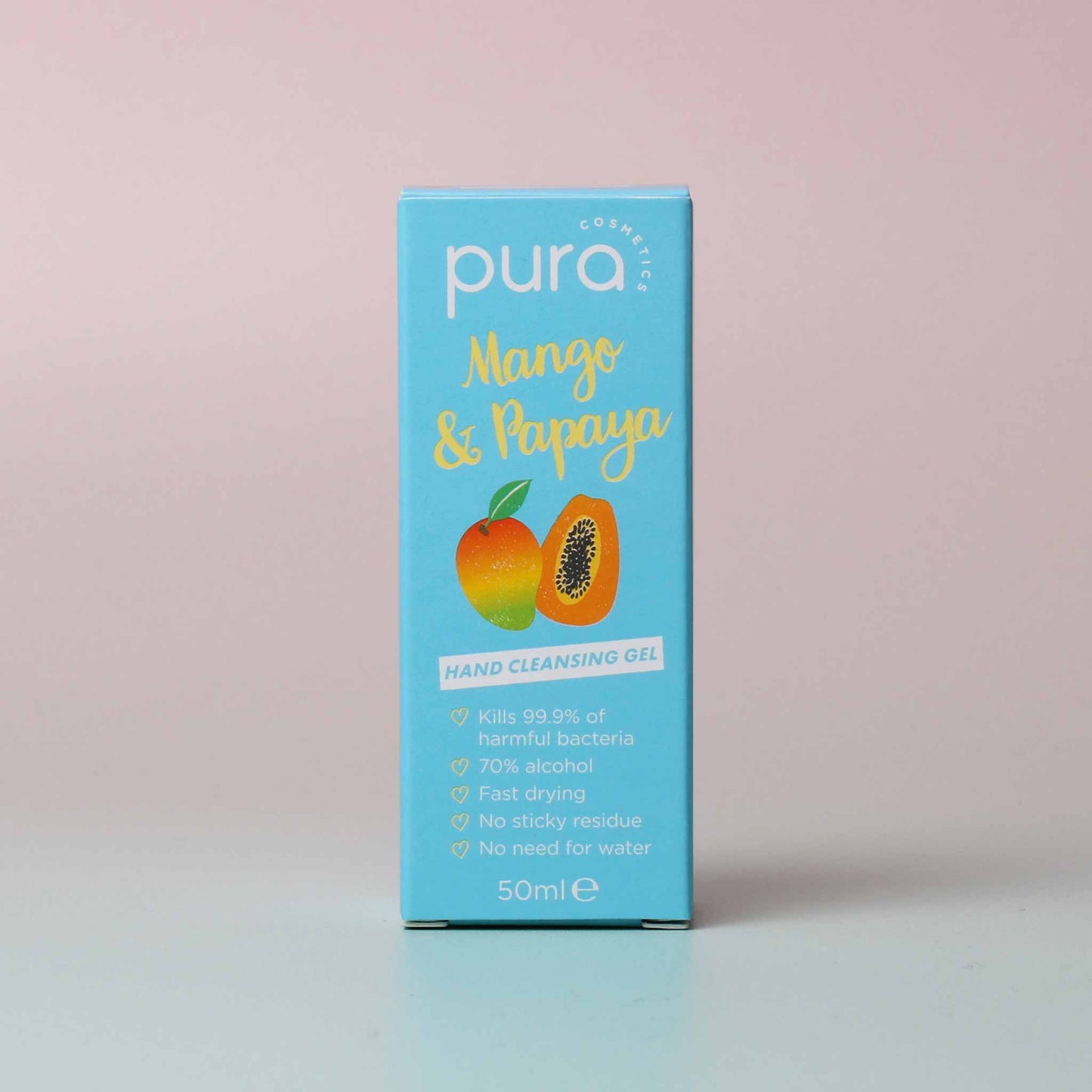 
                  
                    Pura Cosmetics Mango & Papaya Hand Cleansing Gel. Vegand, cruelty free, plastic free and made in the UK
                  
                