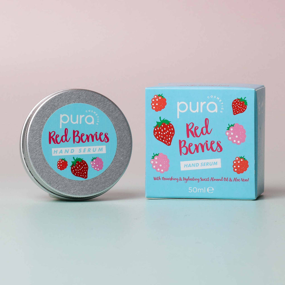 Pura Cosmetics Red Berries Hand Serum. Vegan, cruelty free, plastic free and uk made. 