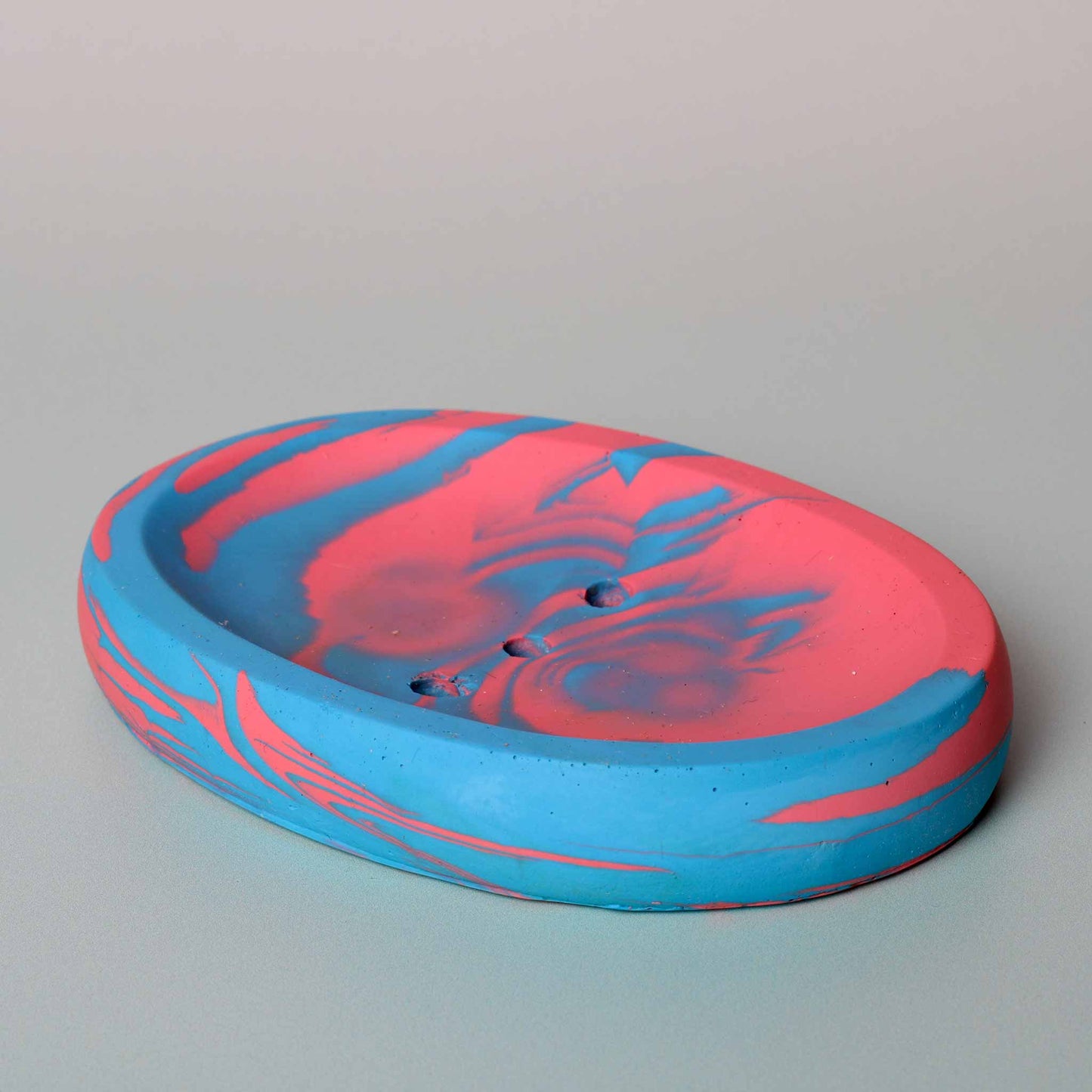 Gorgeous handmade eco-friendly Jesmonite pink and blue soap dish