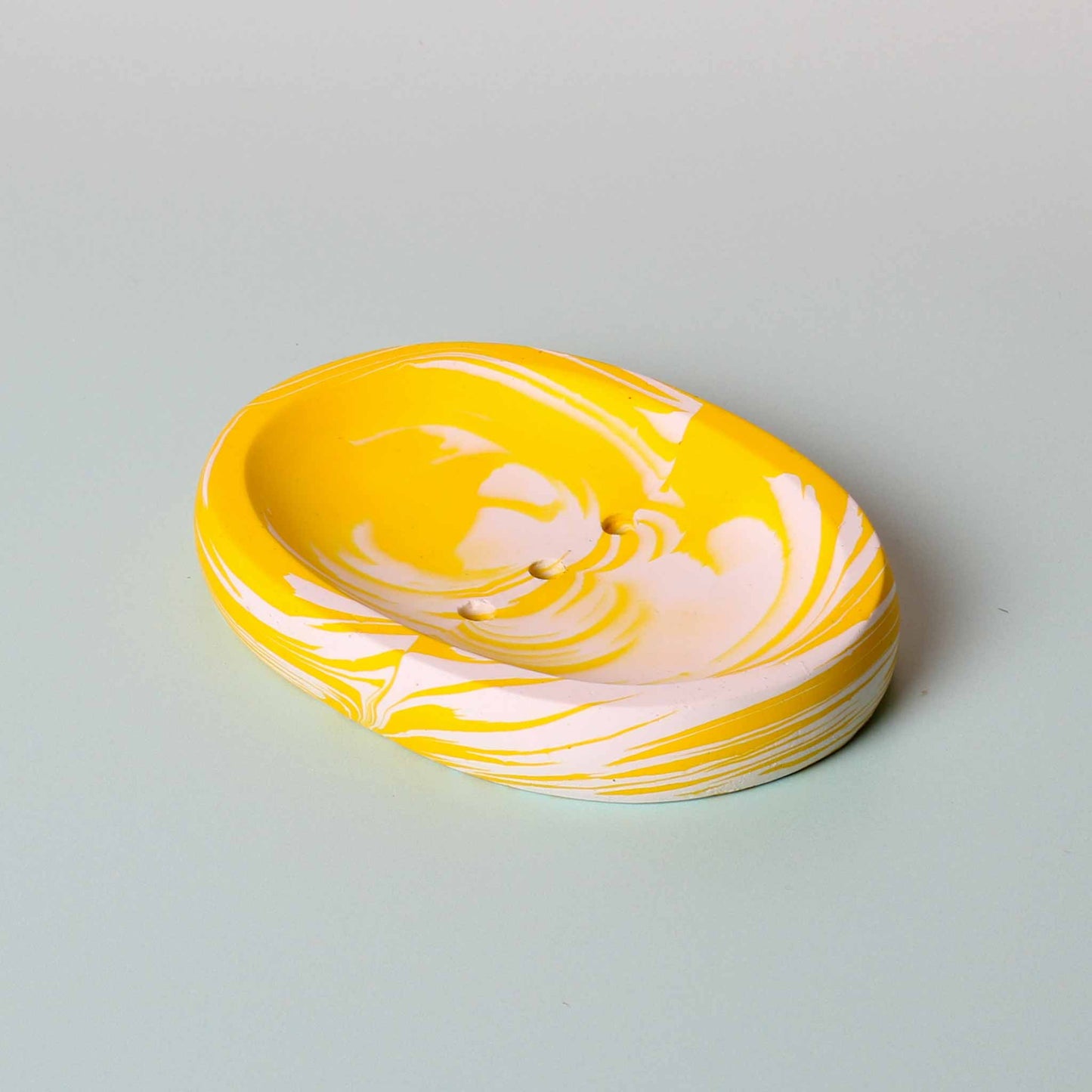 Terrazzo & Titz - Jesmonite Oval Soap Dish, Yellow & White Marble