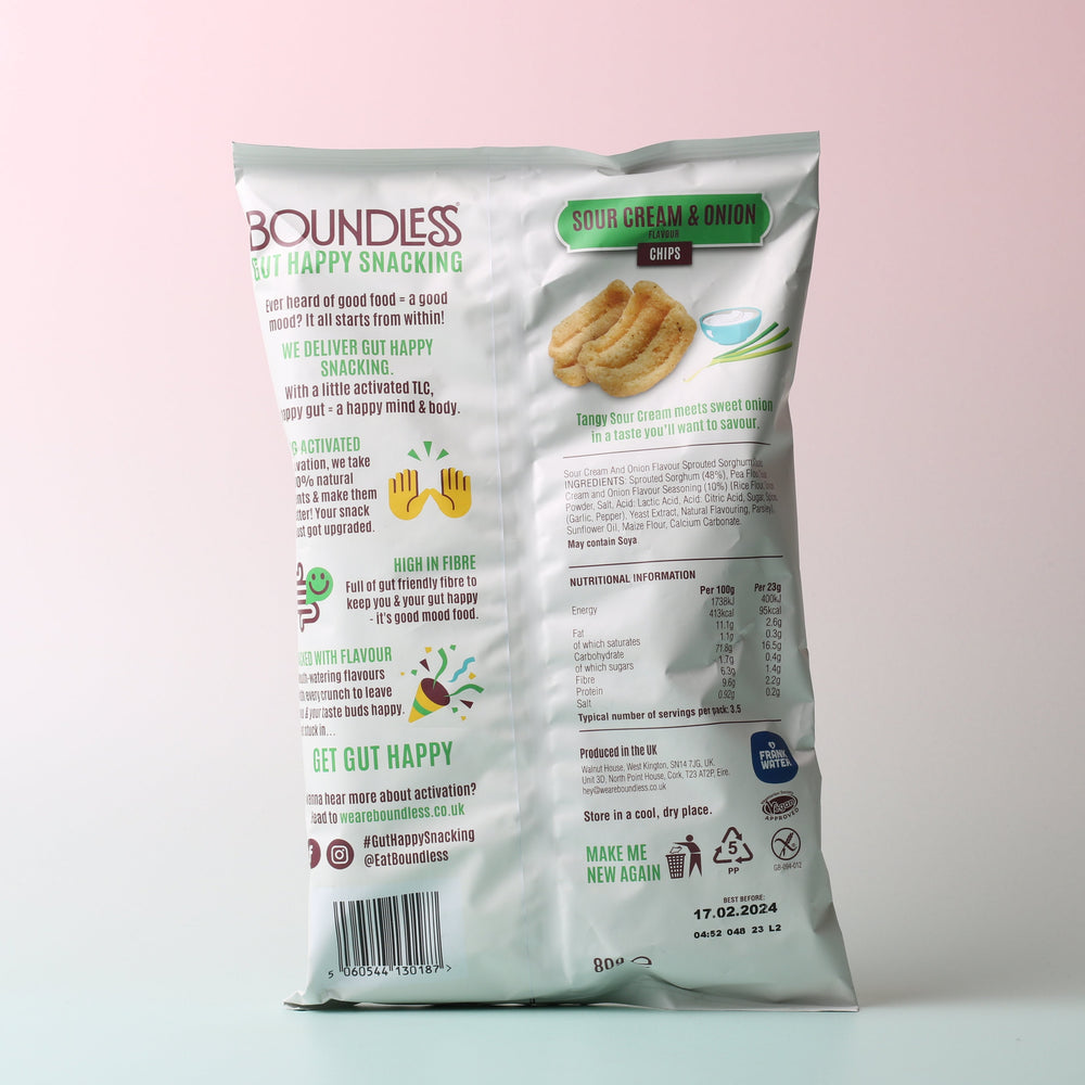 
                  
                    Boundless Sour Cream & Onion Activated Chips 80G
                  
                