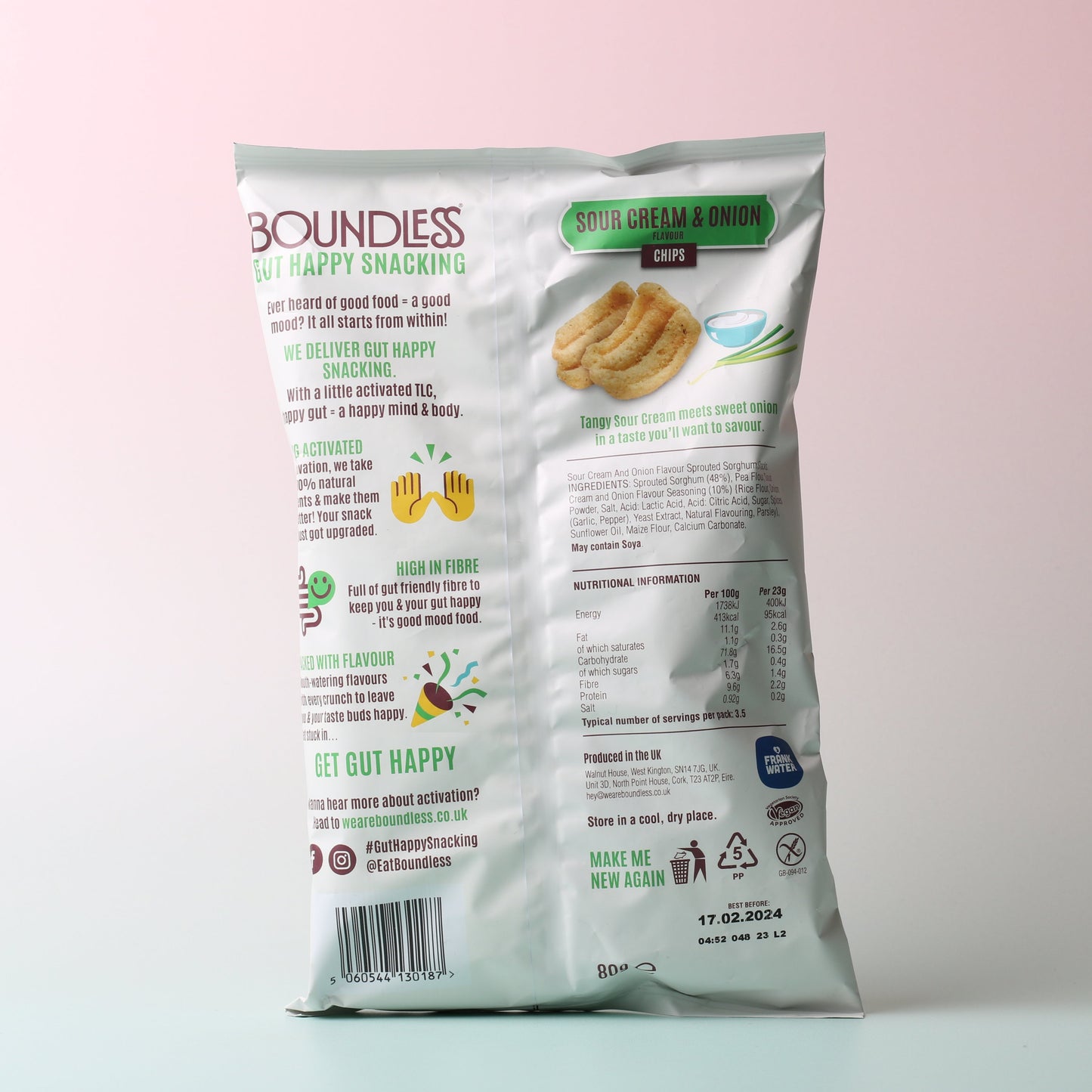 Boundless Sour Cream & Onion Activated Chips 80G