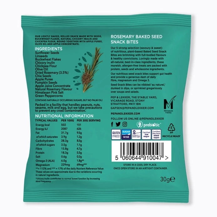 Pep & Lekker - Healthy Snacks - Rosemary Baked Seed Seed Snack Bites (30g)