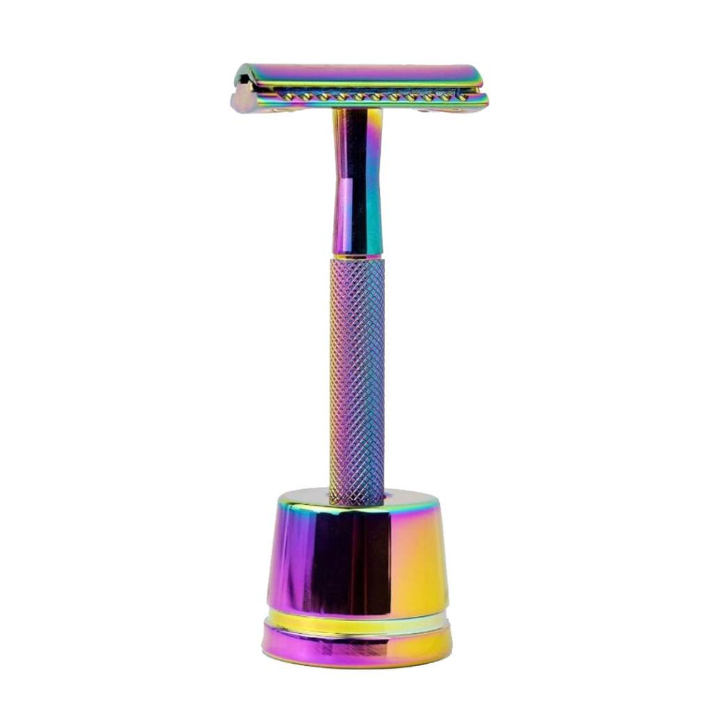 
                  
                    rainbow reusable razor on stand isolated
                  
                