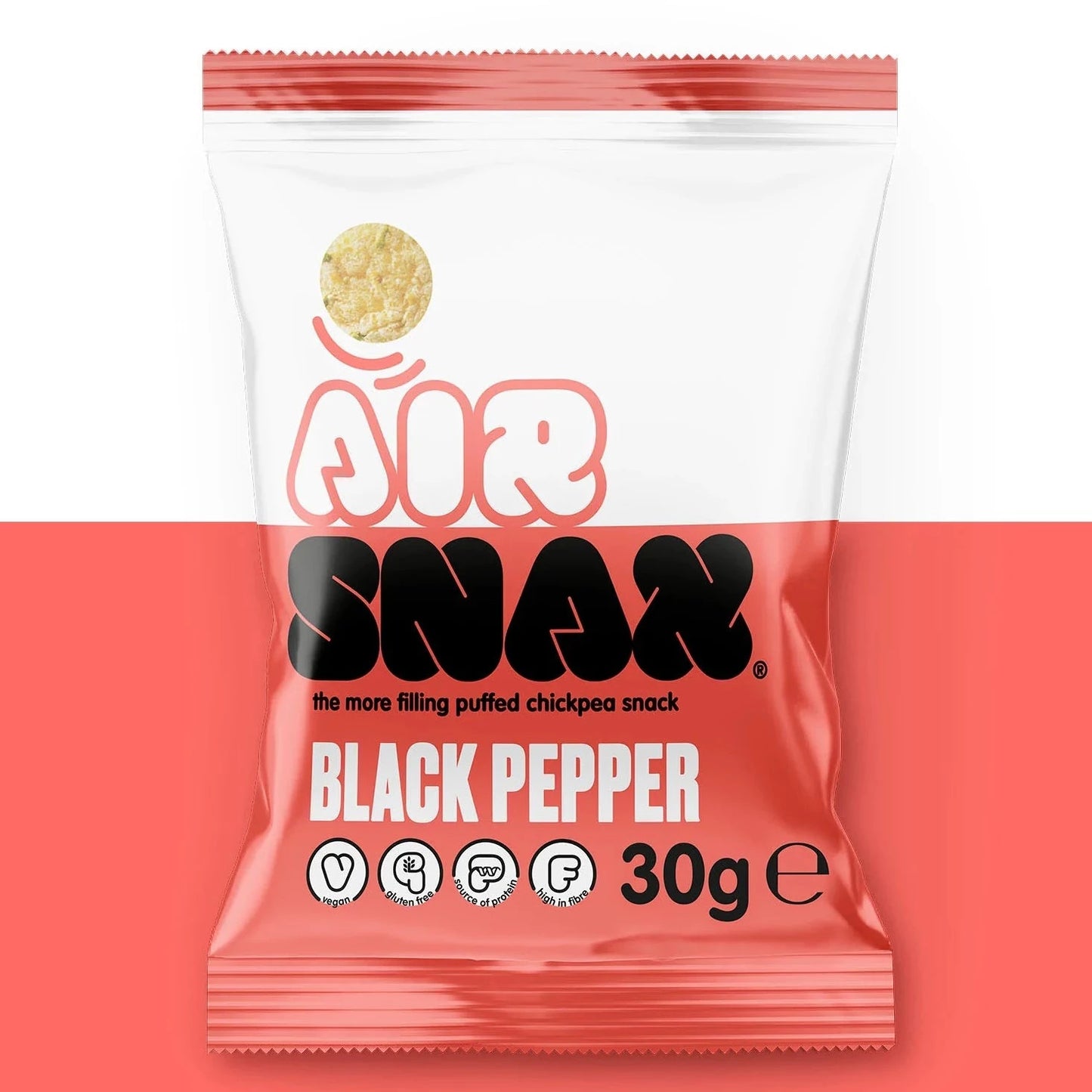 
                  
                    AIR SNAX Black Pepper Chickpea Vegan Snack. Gluten free, vegan, source of protein and high in fibre
                  
                