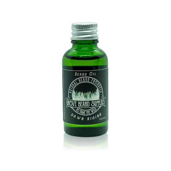 
                  
                    Grove Beard Supplies Beard Oil Dawn Rising. Scents of woodsy Cedarwood & Pine Needle with undertones of Tea Tree & Orange.
                  
                