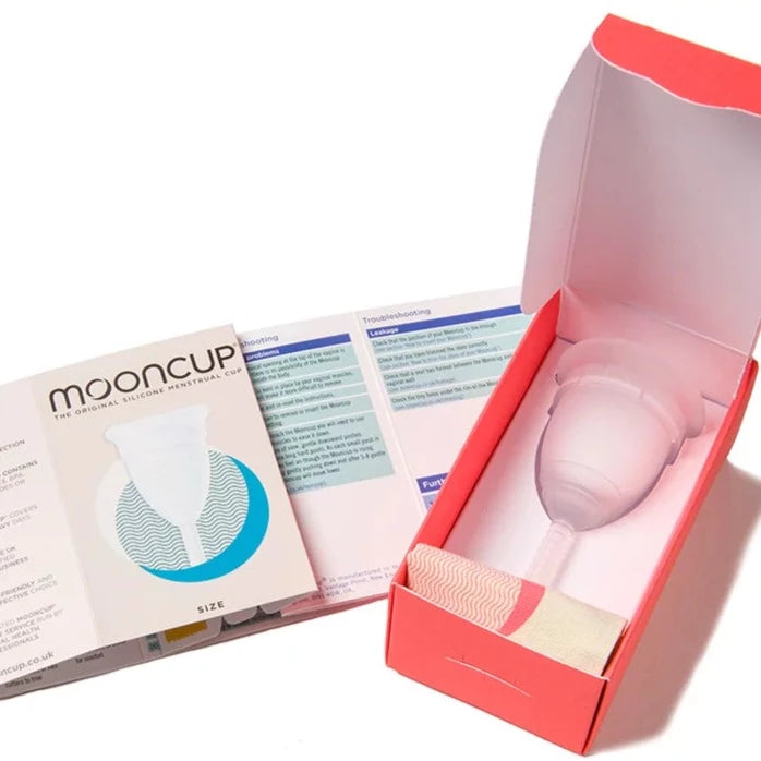 
                  
                    Mooncup size A. The original silicone menstrual cup. Reusable eco period product
                  
                