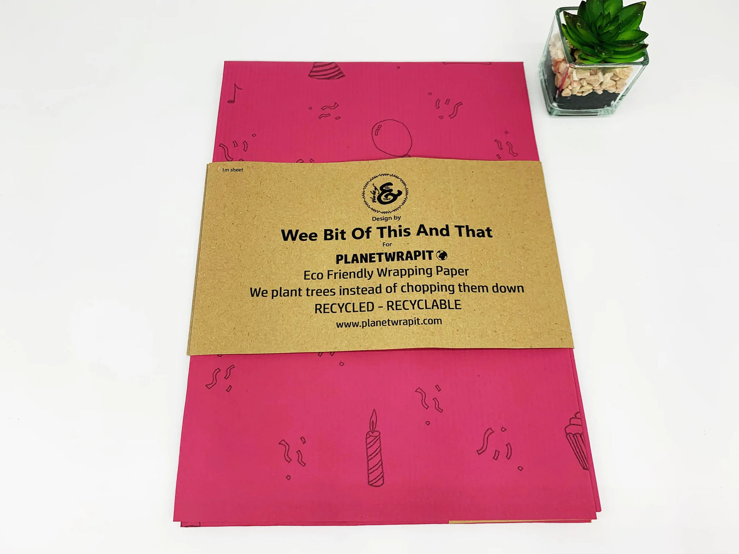 
                  
                    PlanetWrapIt Party Time Recycled Kraft Wrapping Paper designed by A Wee Bit of This and That. In 1 metre sheets
                  
                