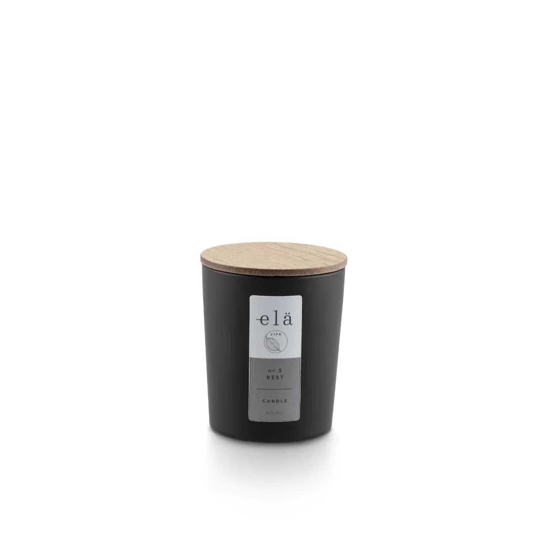 
                  
                    Elä Life Rest No 5 Votive Candle is handmade in the UK in small batches from 100% natural ingredients
                  
                