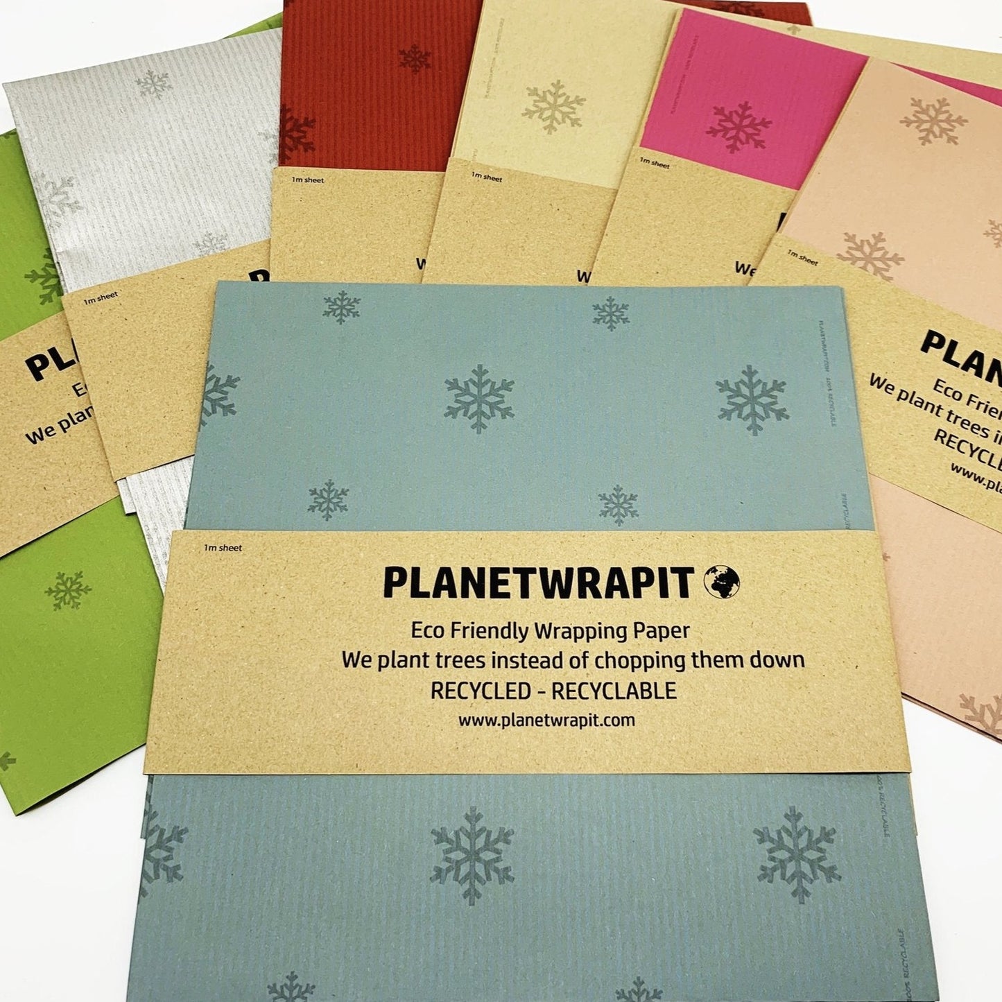 
                  
                    PlanetWrapIt Snowflake Recycled Kraft Wrapping Paper in 1 metre sheets
                  
                