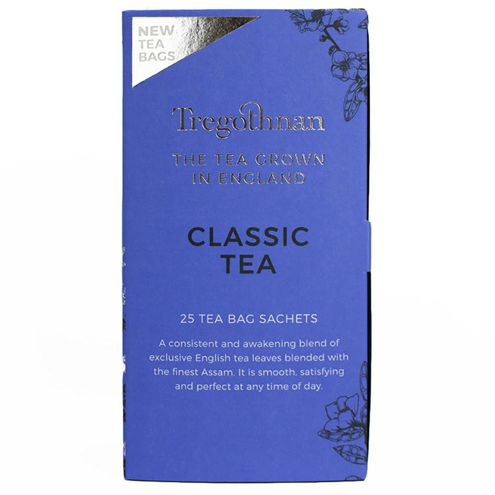 
                  
                    Tregothnan Classic tea bags delicious blend of hand-plucked, homegrown tea from Cornwall and the finest Assam Tea from India.
                  
                