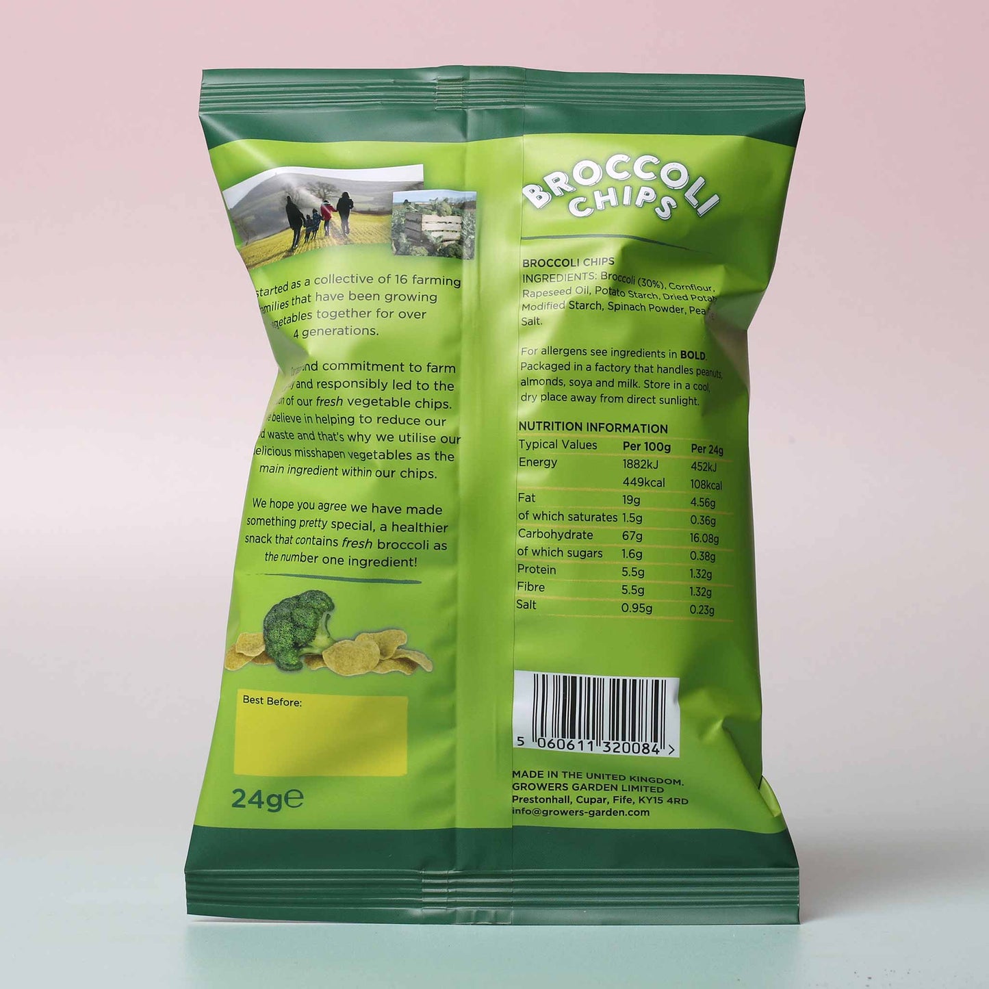 
                  
                    Growers Garden Broccoli Crisps - Original Back
                  
                