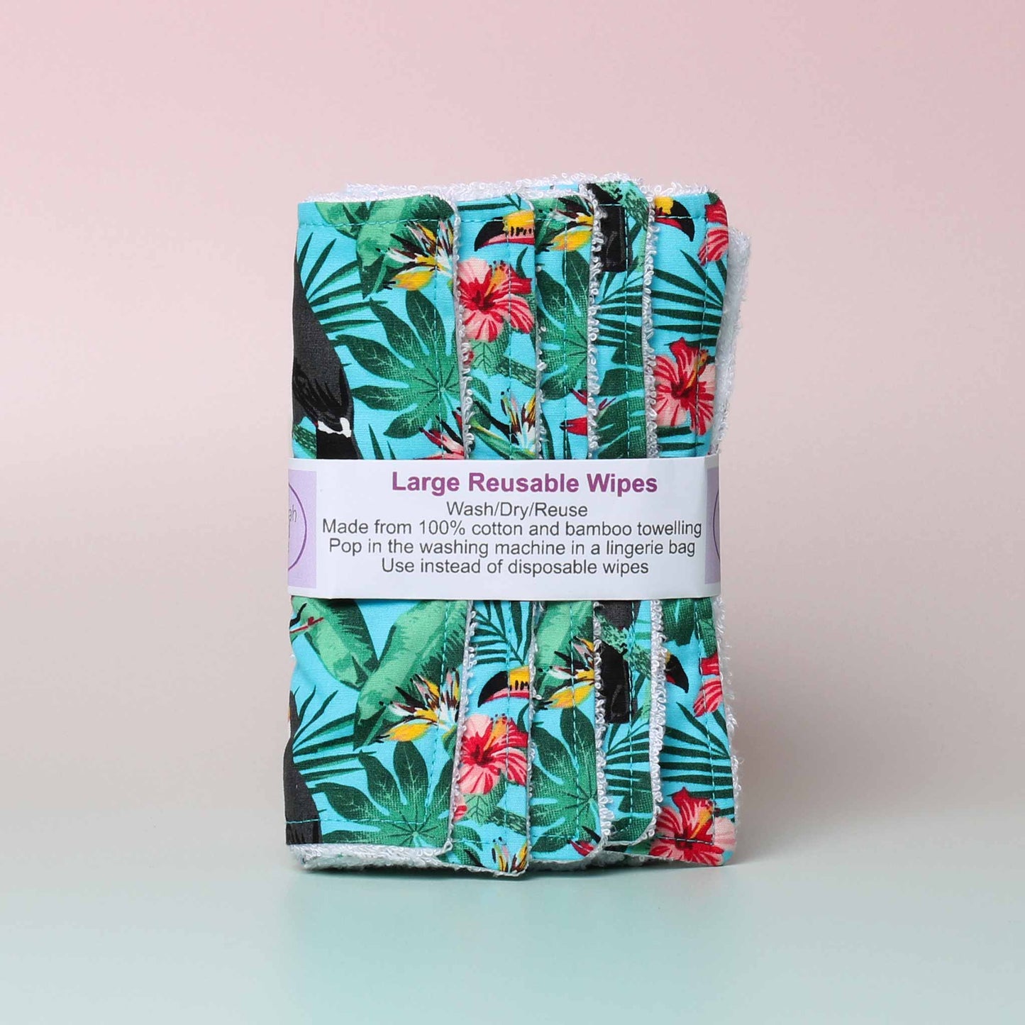 
                  
                    Hannah and Me - Tropical Toucans Large Reusable Wipes, set of 5
                  
                