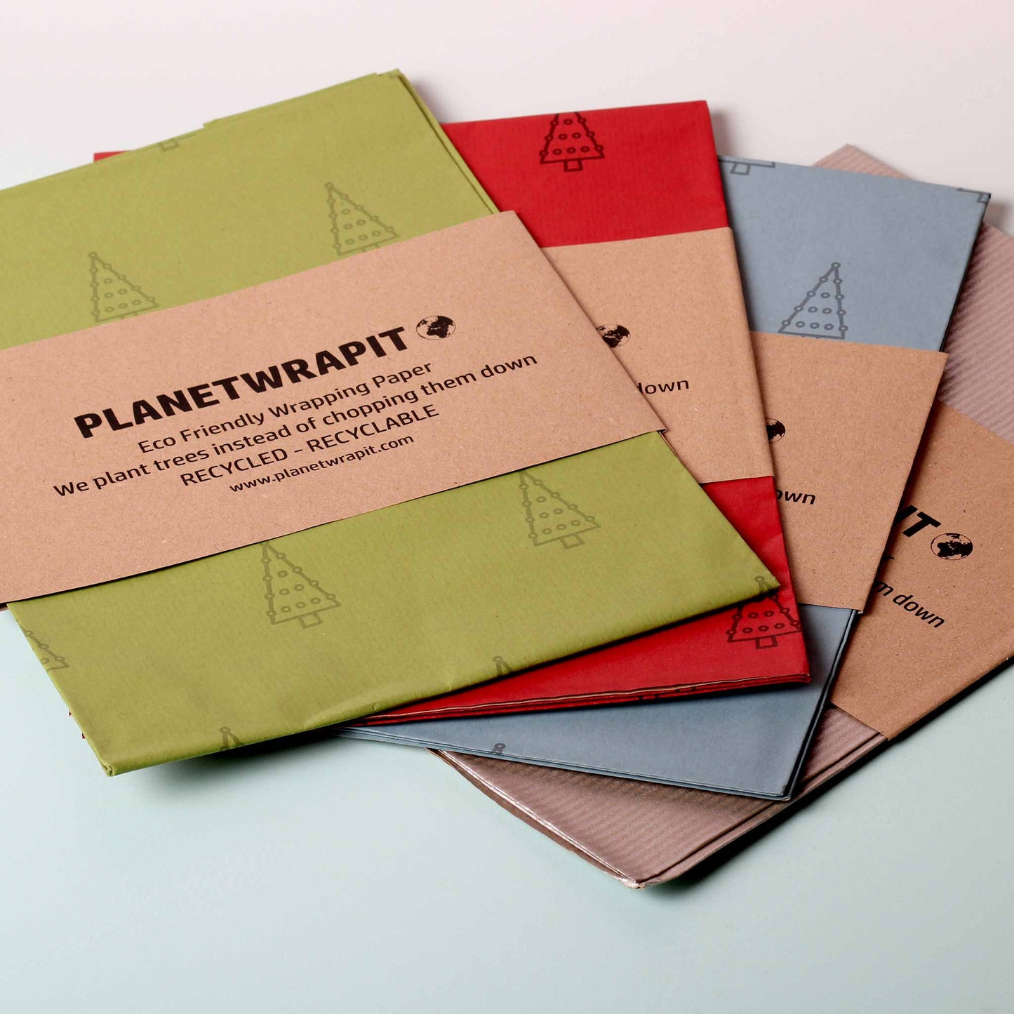 PlanetWrapIt - Festive Tree Recycled Kraft Wrapping Paper