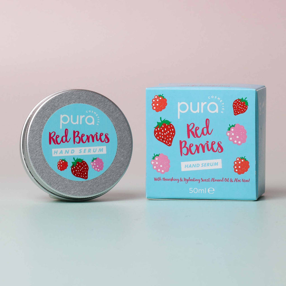 
                  
                    Pura Cosmetics Red Berries Hand Serum. Vegan, cruelty free, plastic free and uk made. 
                  
                