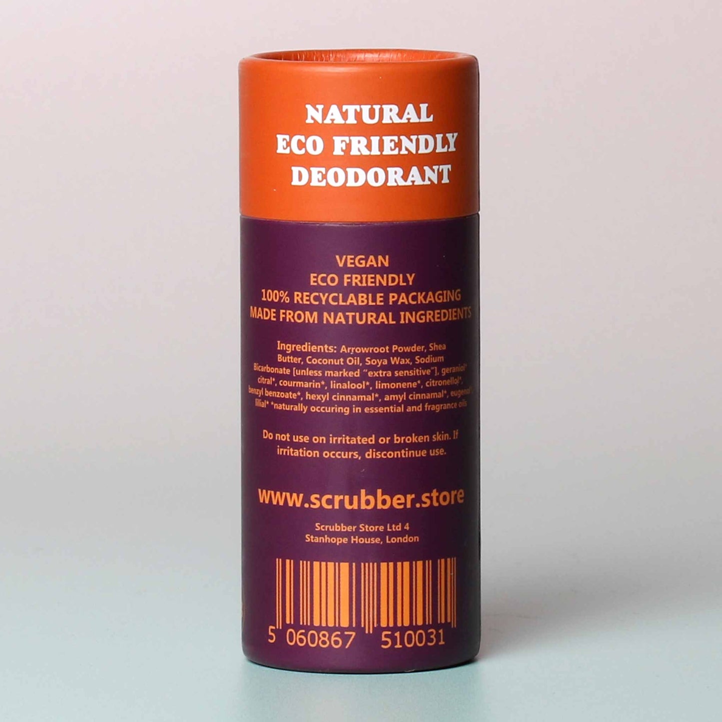Scrubber Patchouli & Mango Deodorant Stick Label