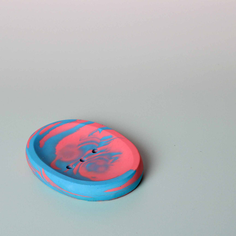 
                  
                    Gorgeous handmade eco-friendly Jesmonite pink and blue soap dish
                  
                