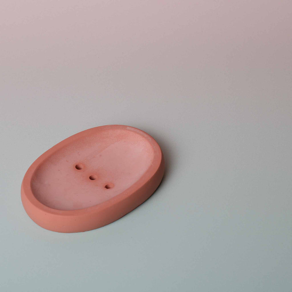 
                  
                    Jesmonite Soap Dish Terracotta on Surface
                  
                