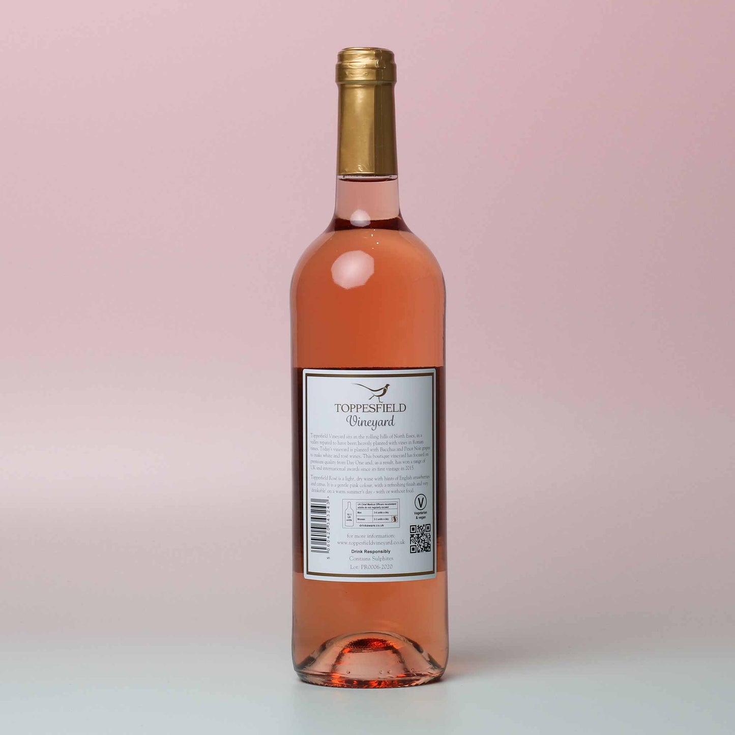 
                  
                    Toppesfield Pinot Rosé is a dry, Provençal style rosé with hints of English strawberries and citrus
                  
                