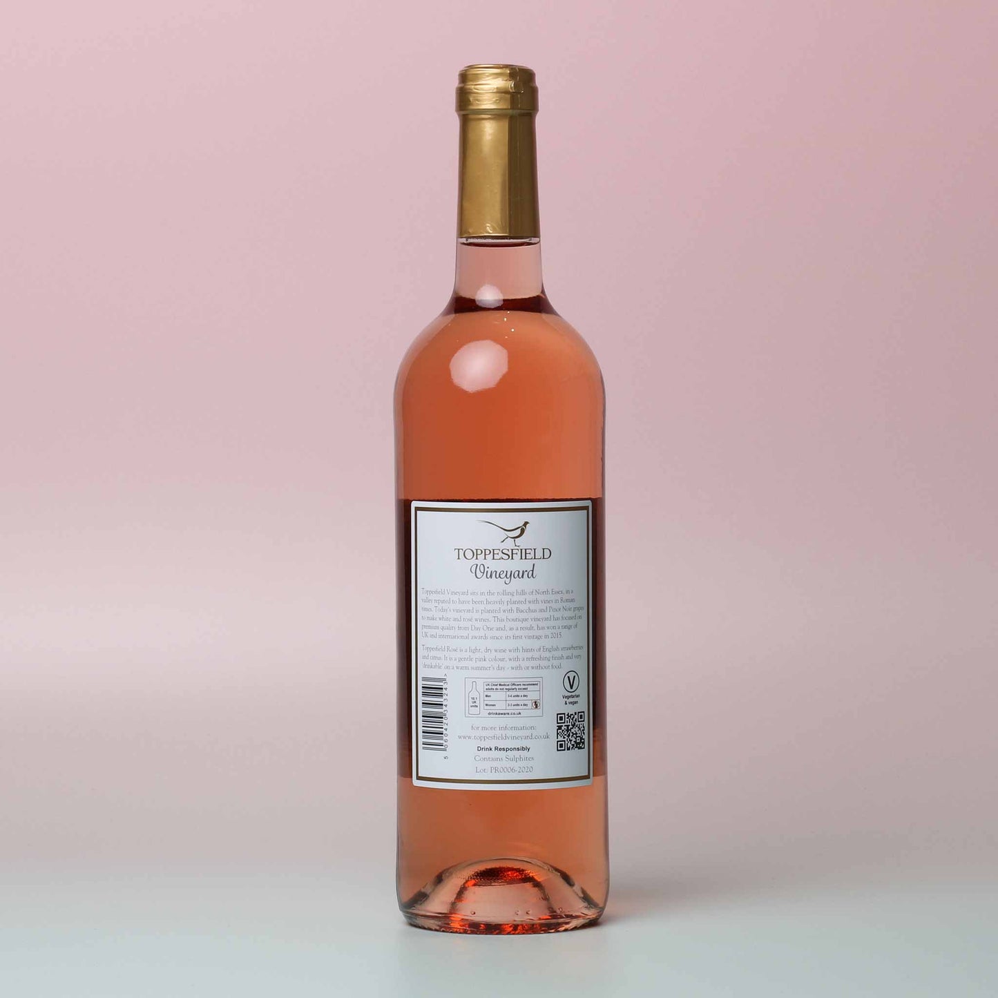 Toppesfield Pinot Rosé is a dry, Provençal style rosé with hints of English strawberries and citrus